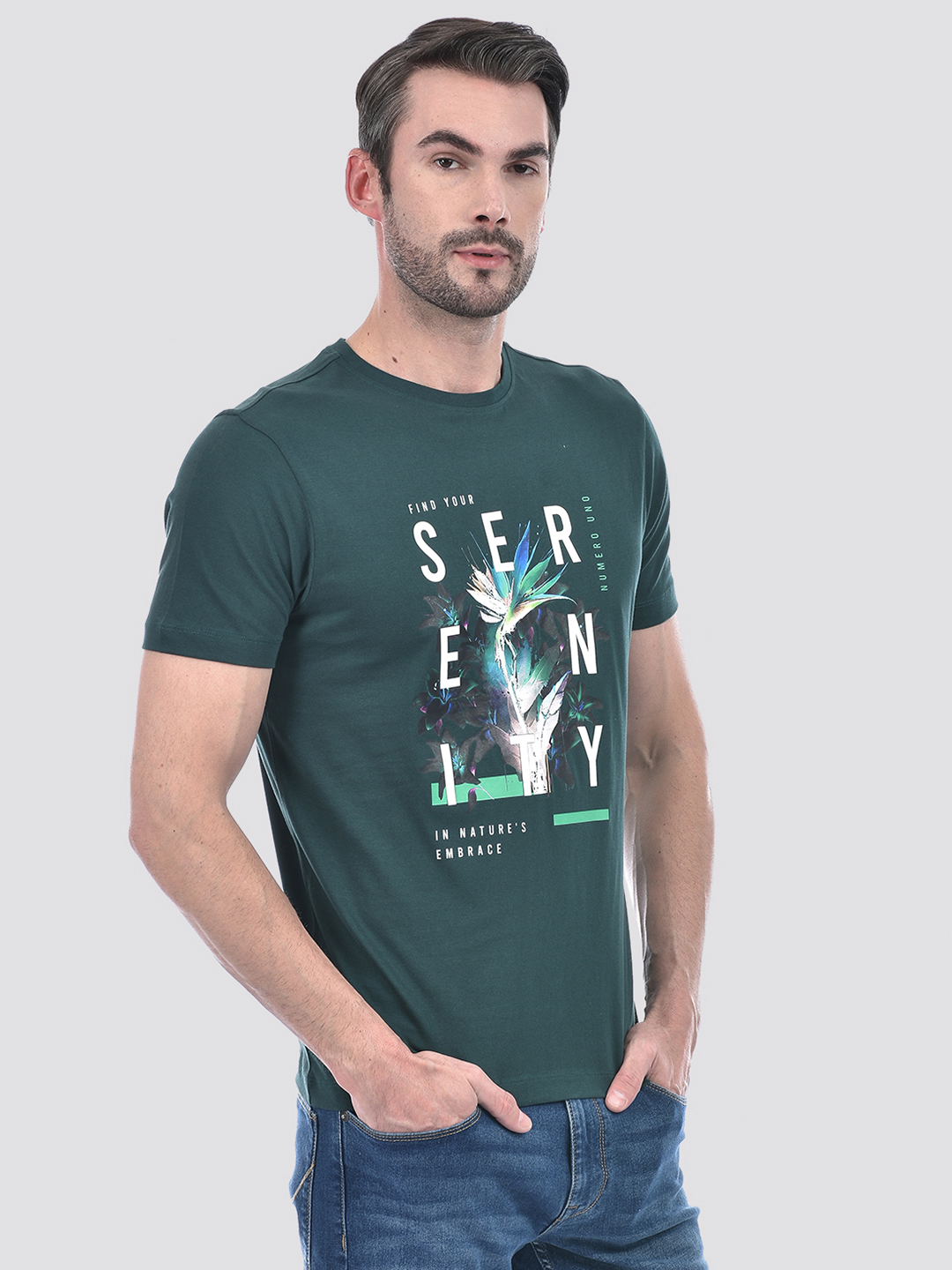 Numero Uno Men Graphic Print Turquoise T-Shirt